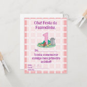 Convite de aniversario fazendinha kaart (Voorkant / Achterkant in situ)