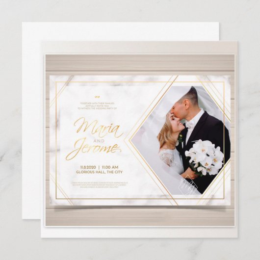 Convite de casamento- designer moderno, elegante. kaart (Voorkant / Achterkant)