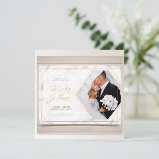 Convite de casamento- designer moderno, elegante. kaart (Staand voorkant)