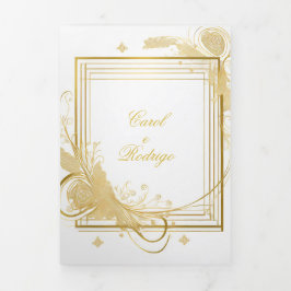 Convite de casamento dourado drieluik uitnodiging