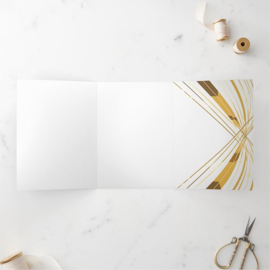 Convite de casamento dourado drieluik uitnodiging (Binnen)