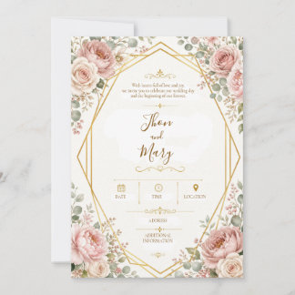Convite de Casamento Moderno Floral Kaart