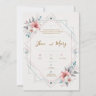 Convite de Casamento Moderno Floral Kaart