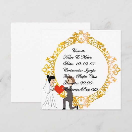 convite de casamento noivinhos kaart (Voorkant / Achterkant)