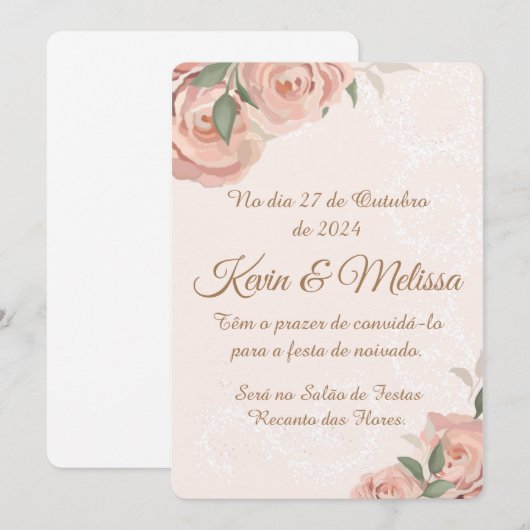 Convite de Noivado Kaart (Voorkant / Achterkant)
