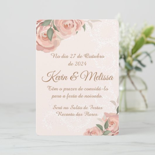 Convite de Noivado Kaart (Staand voorkant)