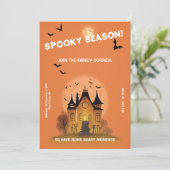 Convite Festa de Haloween Laranja com Mansão Kaart (Staand voorkant)
