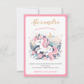 Convite Mágico Unicórnio Rosa em Português (Voorkant)