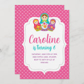 Convite Matryoshka, Festa de aniversário Kaart (Voorkant / Achterkant)