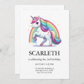 Convite Modern Cute Doodle Unicorn Stars Aniversár Kaart (Voorkant / Achterkant)