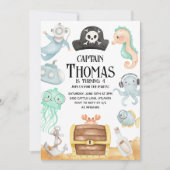 Convite Pirata, Convite De Aniversário Pirata Kaart (Voorkant)