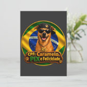 Convite Simples CPF Caramelo PIX e Felicidade Kaart (Staand voorkant)