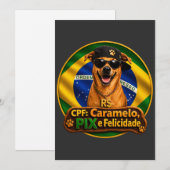 Convite Simples CPF Caramelo PIX e Felicidade Kaart (Voorkant / Achterkant)