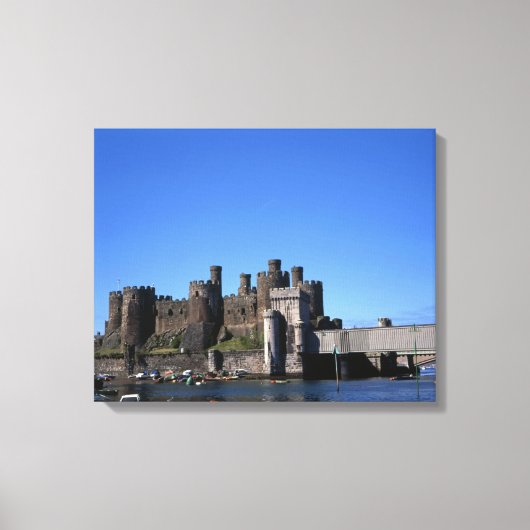 Conwy Castle North Wales Briefkaart Poster Faux Ca Canvas Afdruk (Voorkant)