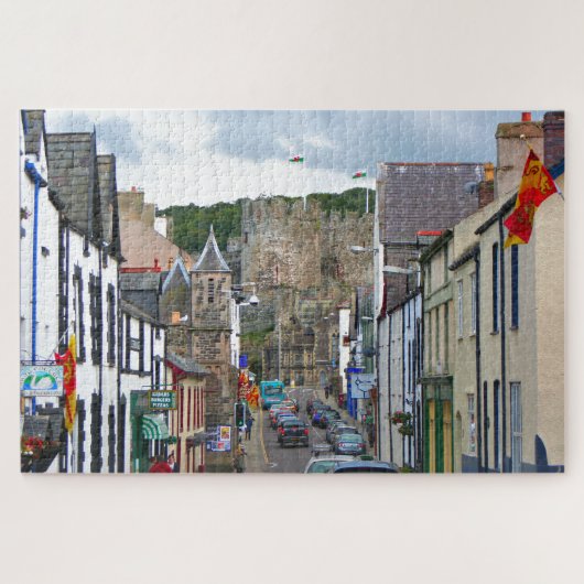 Conwy street en castle, Wales Legpuzzel (Horizontaal)