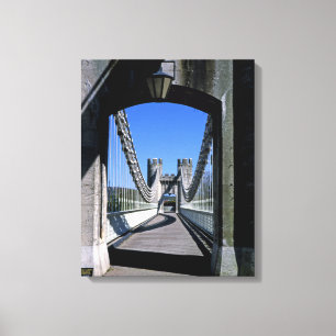 Conwy Suspension Bridge Conwy North Wales Briefkaa Canvas Afdruk