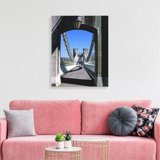 Conwy Suspension Bridge Conwy North Wales Briefkaa Canvas Afdruk (Insitu (Woonkamer))