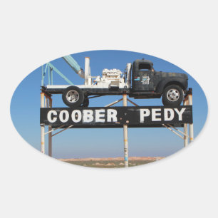 Coober Pedy Outback Australia Souvenir Foto Ovale Sticker