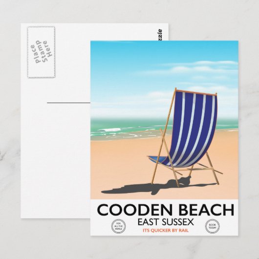 Cooden Beach East Sussex poster voor reizen naar O Briefkaart (Voorkant / Achterkant)