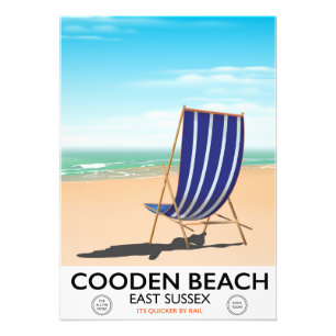Cooden Beach East Sussex vintage reisposter Foto Afdruk