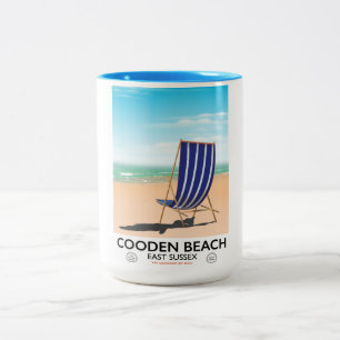 Cooden Beach East Sussex vintage reisposter Tweekleurige Koffiemok