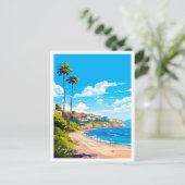 Coogee Beach Australië Reizen illustratie Briefkaart (Staand voorkant)