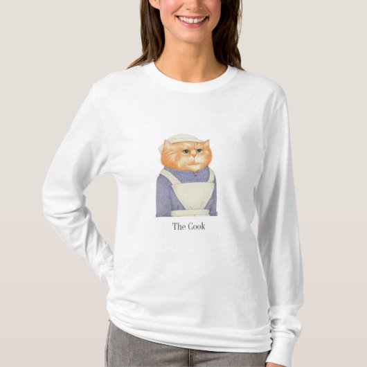 COOK CAT Dames Basic T-shirt met Lange Mouwen (Voorkant)