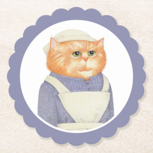 COOK CAT geschulpte ronde papieren Onderzetters