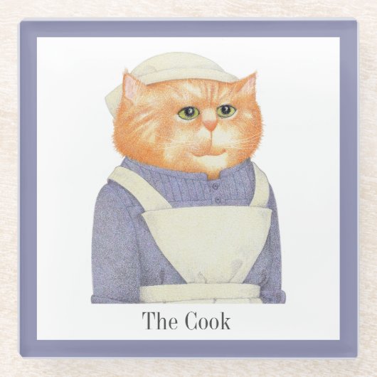 COOK CAT Glass Drink Onderzetter + Tekst (Voorkant)