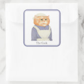 COOK CAT Grote vierkante Stickers + tekst (Tas)