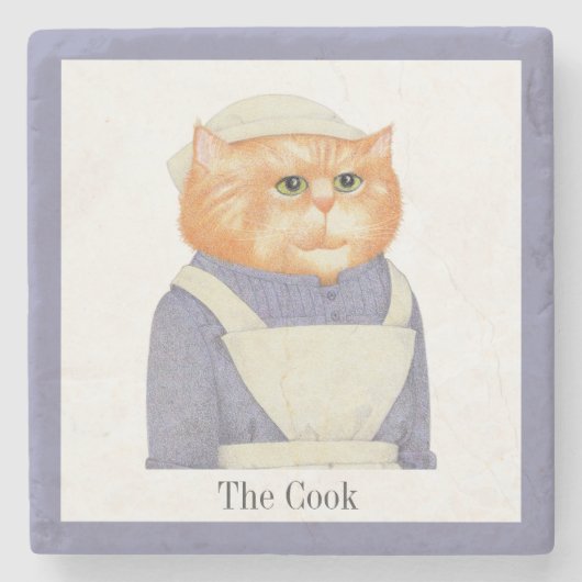 COOK CAT Marmeren Steen Onderzetter + Tekst (Voorkant)