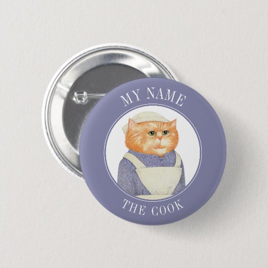 COOK CAT Naam Tag Badge Pin Button (Voorkant /achterkant)