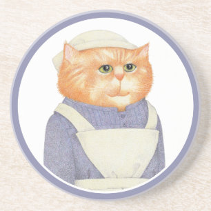 COOK CAT-ronde Sandstone-Onderzetter Zandsteen Onderzetter