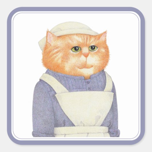 COOK CAT Stickers op grote vierkant (Voorkant)