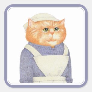 COOK CAT Stickers op grote vierkant