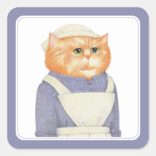 COOK CAT-Stickers voor kleine vierkant Vierkante Sticker
