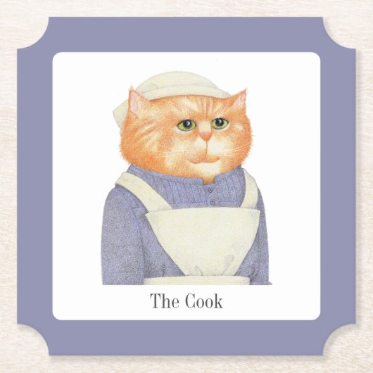 COOK CAT Ticket Papier Onderzetters + Tekst (Voorkant)