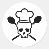 Cook chef-schedel ronde sticker (Voorkant)