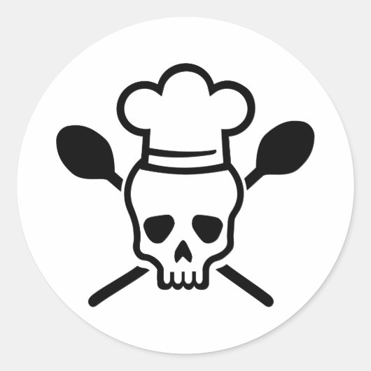 Cook chef-schedel ronde sticker (Voorkant)