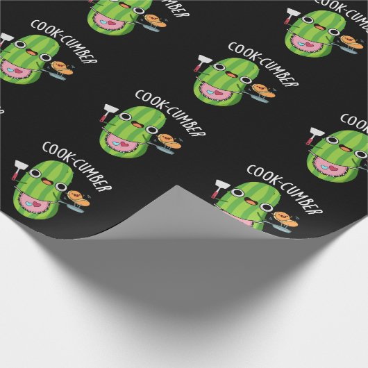Cook-cumber Grappige Komkommer Pun Donker BG Cadeaupapier (Hoek)