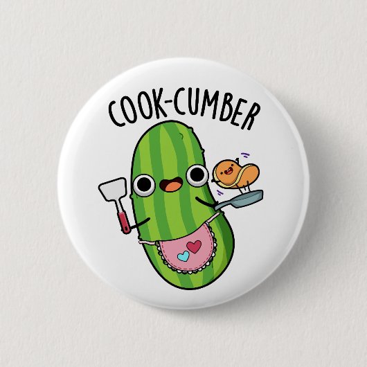 Cook-cumber Grappige komkommerwoordspeling Ronde Button 5,7 Cm (Voorkant)