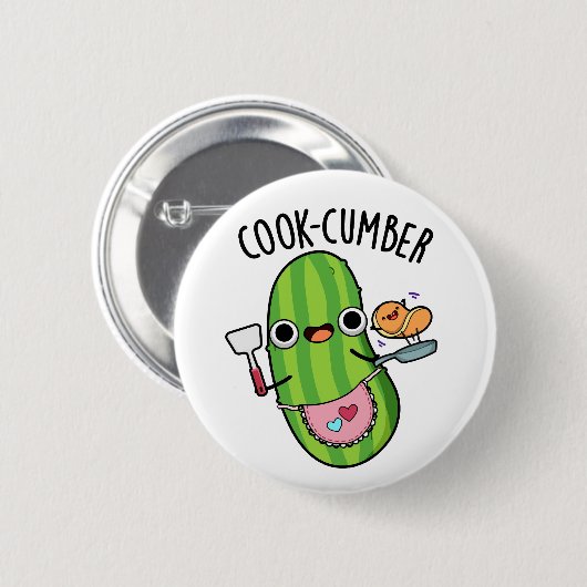 Cook-cumber Grappige komkommerwoordspeling Ronde Button 5,7 Cm (Voorkant /achterkant)