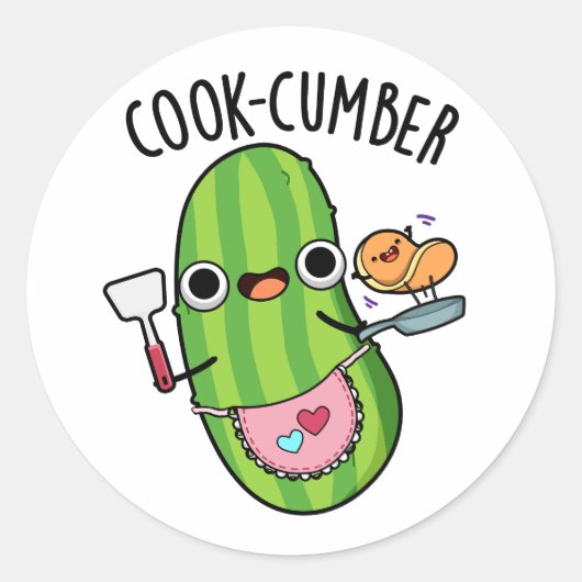 Cook-cumber Grappige komkommerwoordspeling Ronde Sticker (Voorkant)