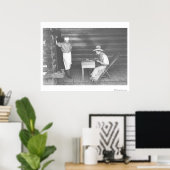 Cook die naar een cowboy speelkaarten kijkt 2 poster (Thuiskantoor)