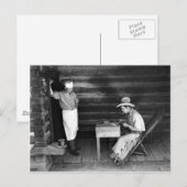 Cook die naar een cowboy speelkaarten kijkt briefkaart (Voorkant / Achterkant)