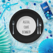 Cook Dinner Alexa, opdracht op wit bord (Feest)