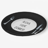 Cook Dinner Alexa, opdracht op wit bord (Gekanteld)