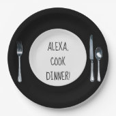 Cook Dinner Alexa, opdracht op wit bord (Voorkant)