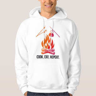 Cook Eat Herhaal Grappig Camping Fire Design Hoodie