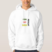 "Cook Eat Sleep Repeat" Grappige Mannen Hoodie (Voorkant)